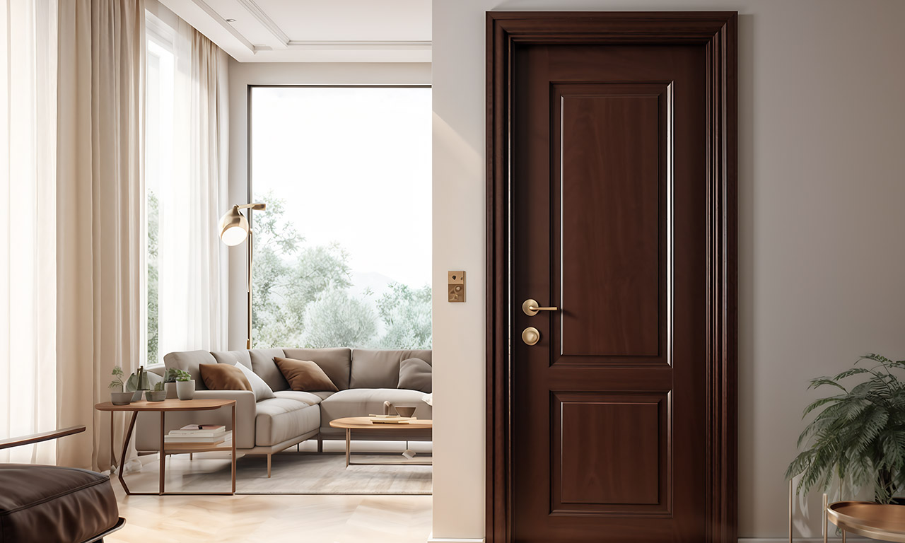 коричневая межкомнатная дверь в интерьере